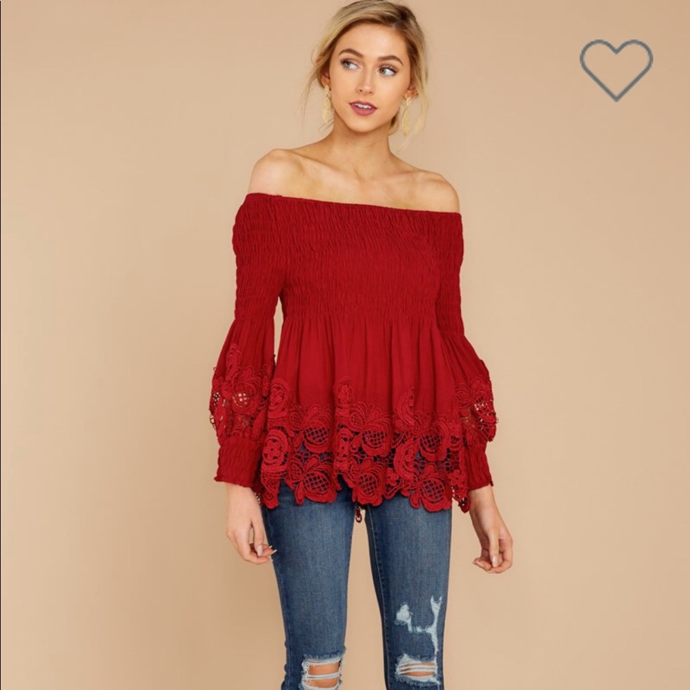 Brand New Off The Shoulder Red Top
